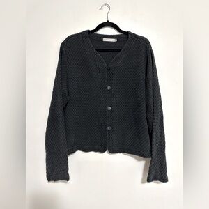 Cut Loose Quilted Button Up Tencel Jacket in Washed Black